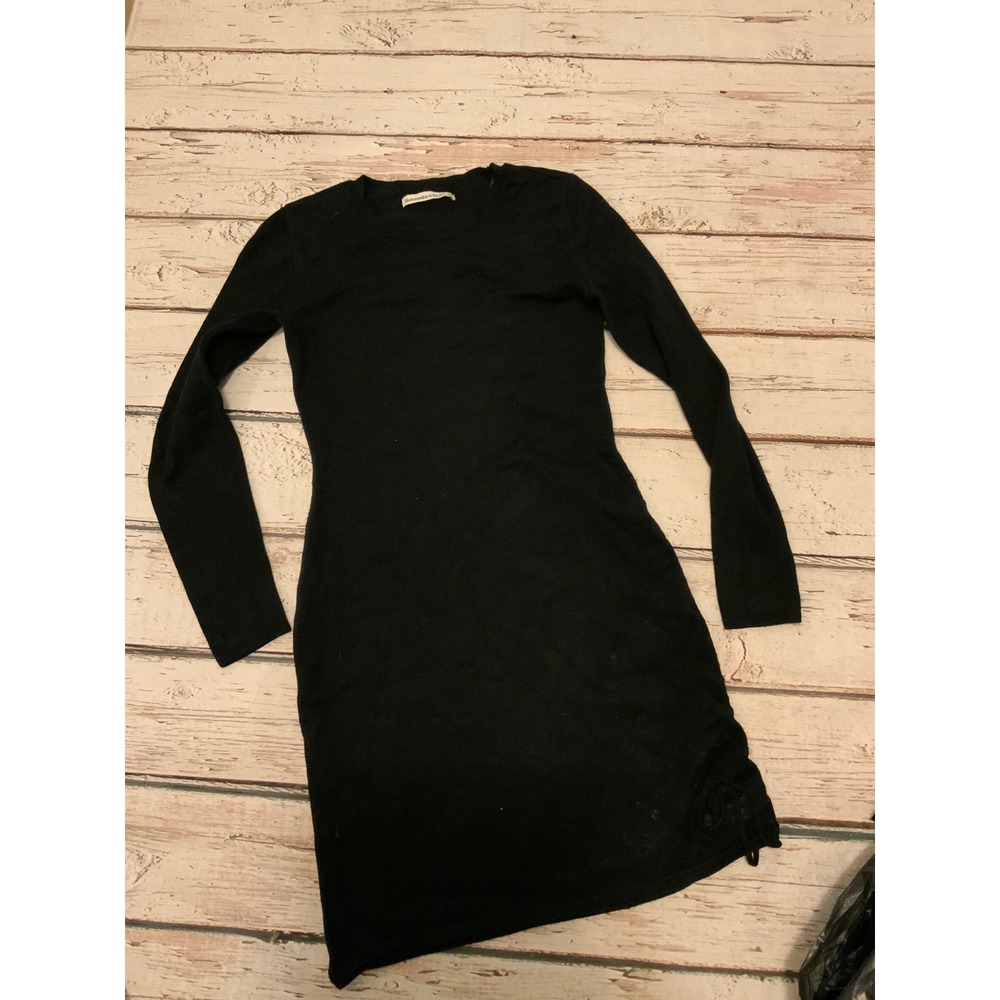 Abercrombie & Fitch Black Long Sleeve Sweater Dress Side Ruched Mini Small